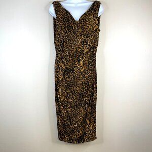 Vintage Womens New Money Animal Print Dress Size 10 Surplice Faux Wrap Mob Wife